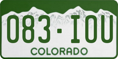 CO license plate 083IOU