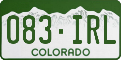 CO license plate 083IRL