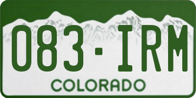 CO license plate 083IRM