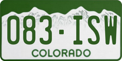 CO license plate 083ISW