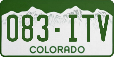 CO license plate 083ITV