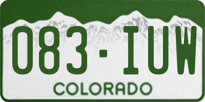 CO license plate 083IUW