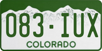 CO license plate 083IUX