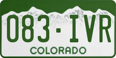 CO license plate 083IVR