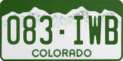 CO license plate 083IWB