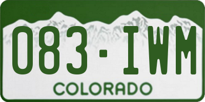 CO license plate 083IWM