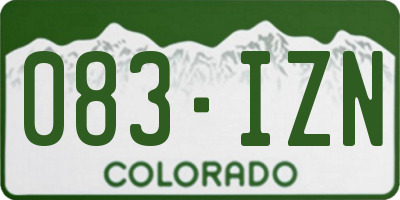 CO license plate 083IZN