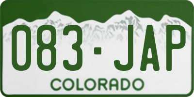 CO license plate 083JAP