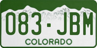 CO license plate 083JBM