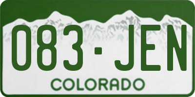 CO license plate 083JEN
