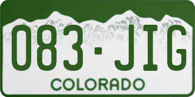 CO license plate 083JIG