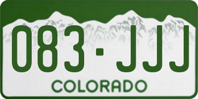 CO license plate 083JJJ