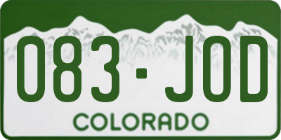 CO license plate 083JOD