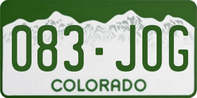 CO license plate 083JOG