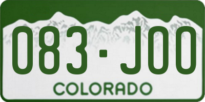 CO license plate 083JOO