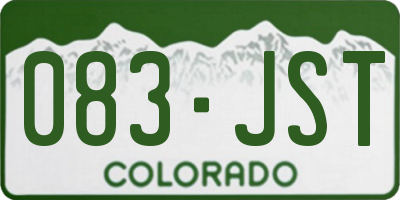 CO license plate 083JST