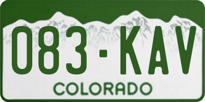 CO license plate 083KAV