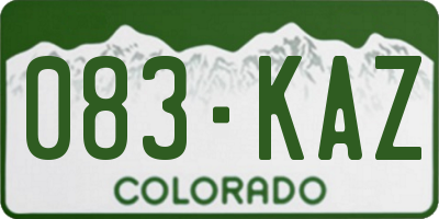 CO license plate 083KAZ