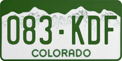 CO license plate 083KDF