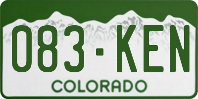 CO license plate 083KEN