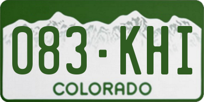 CO license plate 083KHI