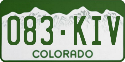 CO license plate 083KIV