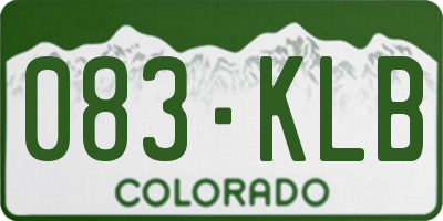 CO license plate 083KLB