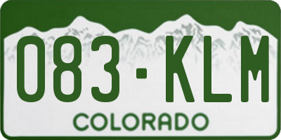 CO license plate 083KLM