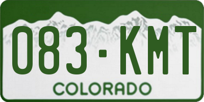 CO license plate 083KMT