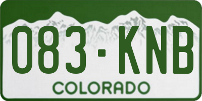 CO license plate 083KNB