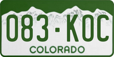 CO license plate 083KOC
