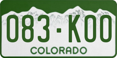CO license plate 083KOO