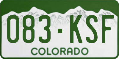 CO license plate 083KSF