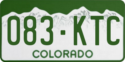 CO license plate 083KTC