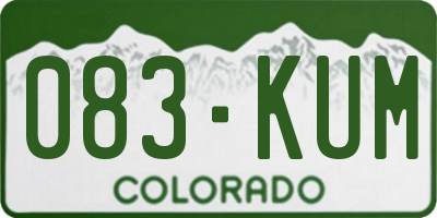 CO license plate 083KUM
