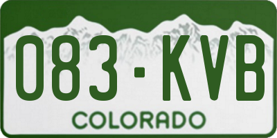 CO license plate 083KVB