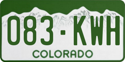 CO license plate 083KWH