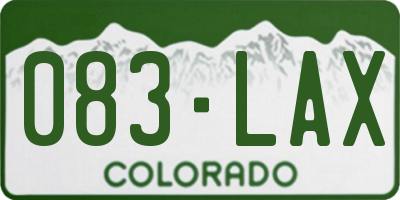 CO license plate 083LAX