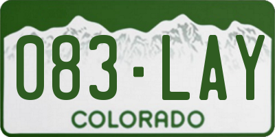 CO license plate 083LAY