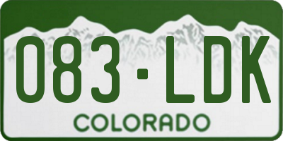 CO license plate 083LDK