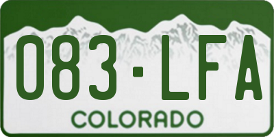 CO license plate 083LFA