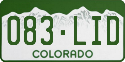 CO license plate 083LID