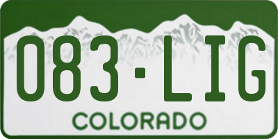CO license plate 083LIG