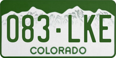 CO license plate 083LKE