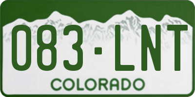 CO license plate 083LNT