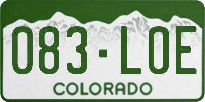 CO license plate 083LOE