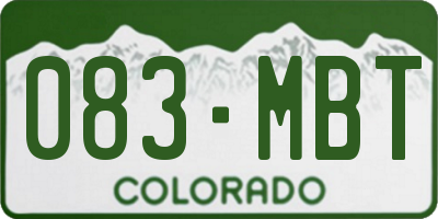 CO license plate 083MBT