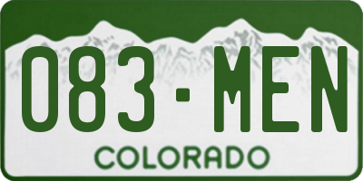 CO license plate 083MEN