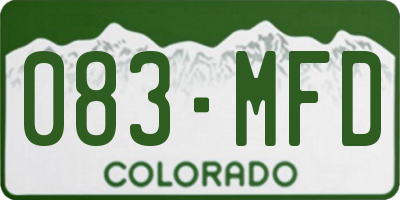 CO license plate 083MFD