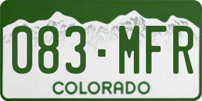 CO license plate 083MFR